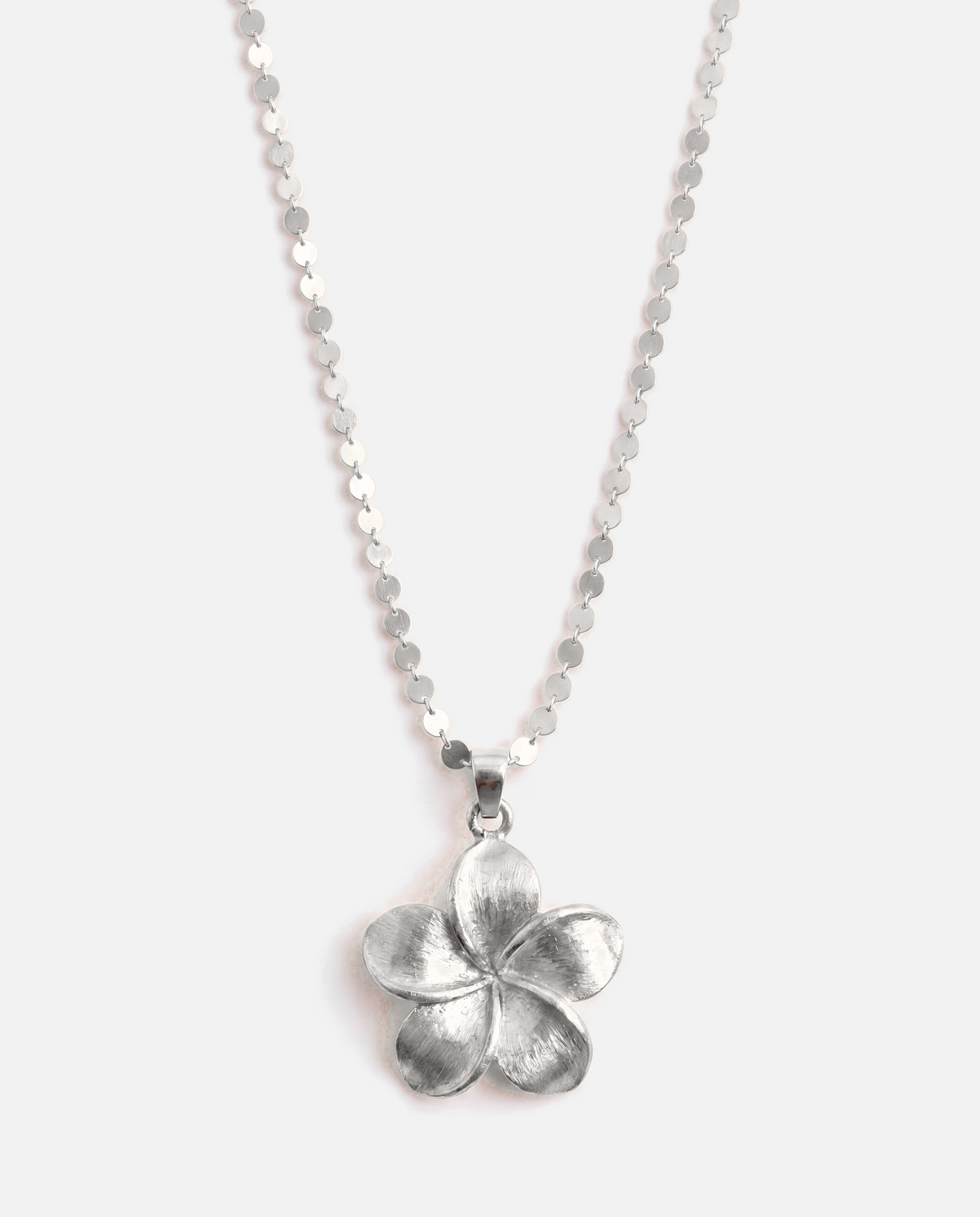 The Plumeria Necklace on chain in sterling silver